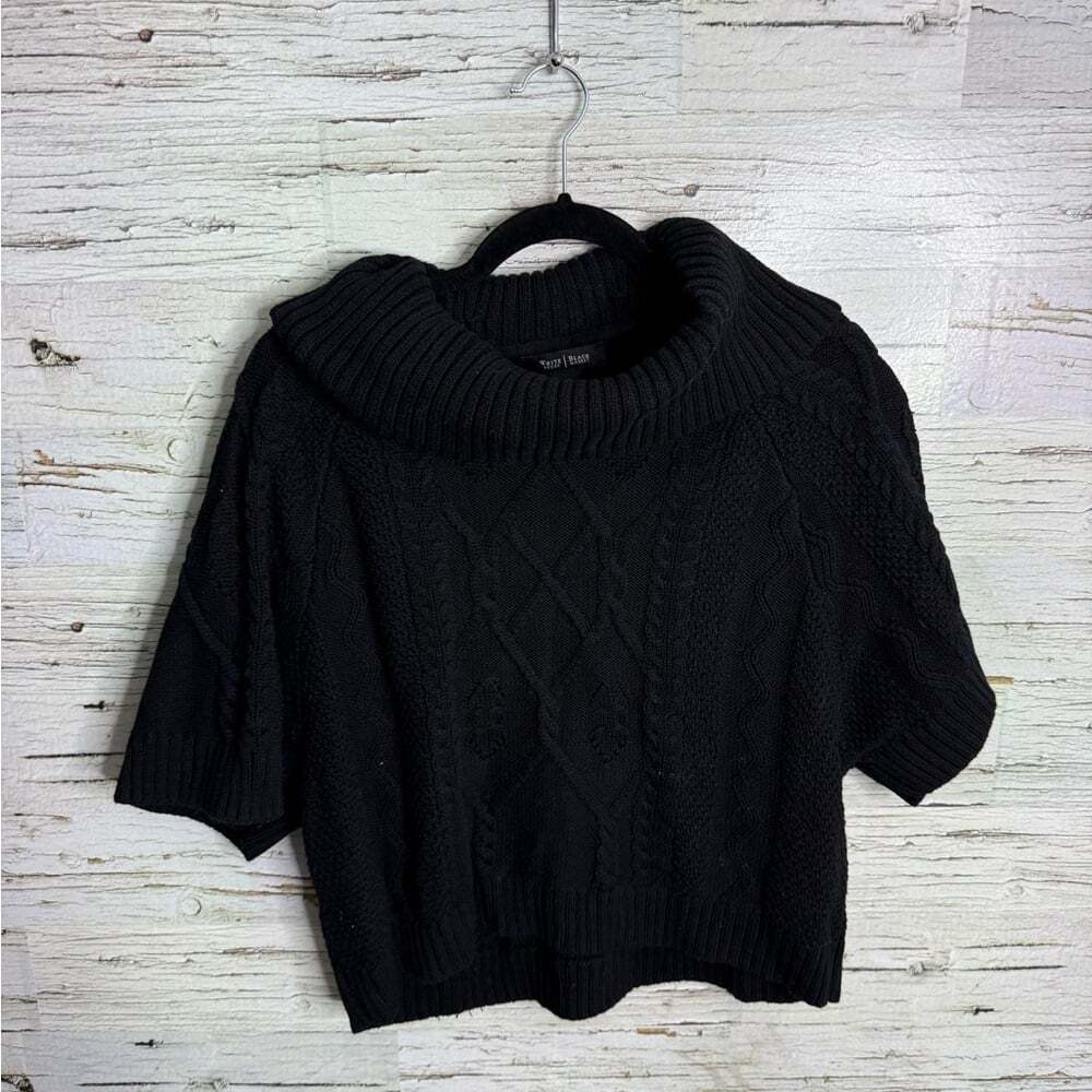 White House black market Black Cable Knit Cowl Neck Sweater wool size small